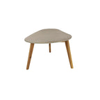 Table d'appoint ovale extérieure en polyrésine inspirée du béton avec pieds coniques en bois marron - Gris - Roche River Decor