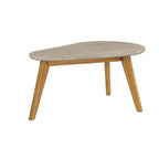 Table d'appoint ovale extérieure en polyrésine inspirée du béton avec pieds coniques en bois marron - Gris - Roche River Decor