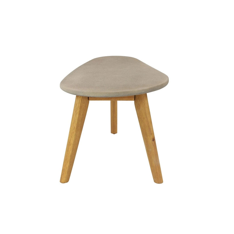 Table d'appoint ovale extérieure en polyrésine inspirée du béton avec pieds coniques en bois marron - Gris - Roche River Decor