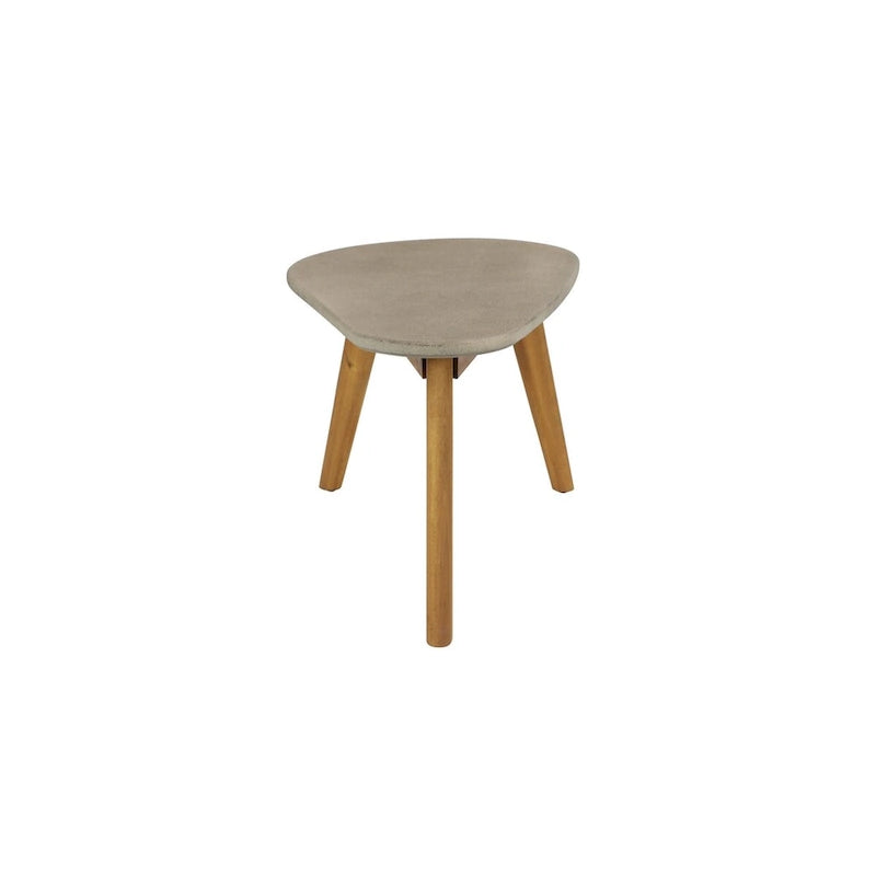 Table d'appoint ovale extérieure en polyrésine inspirée du béton avec pieds coniques en bois marron - Gris - Roche River Decor