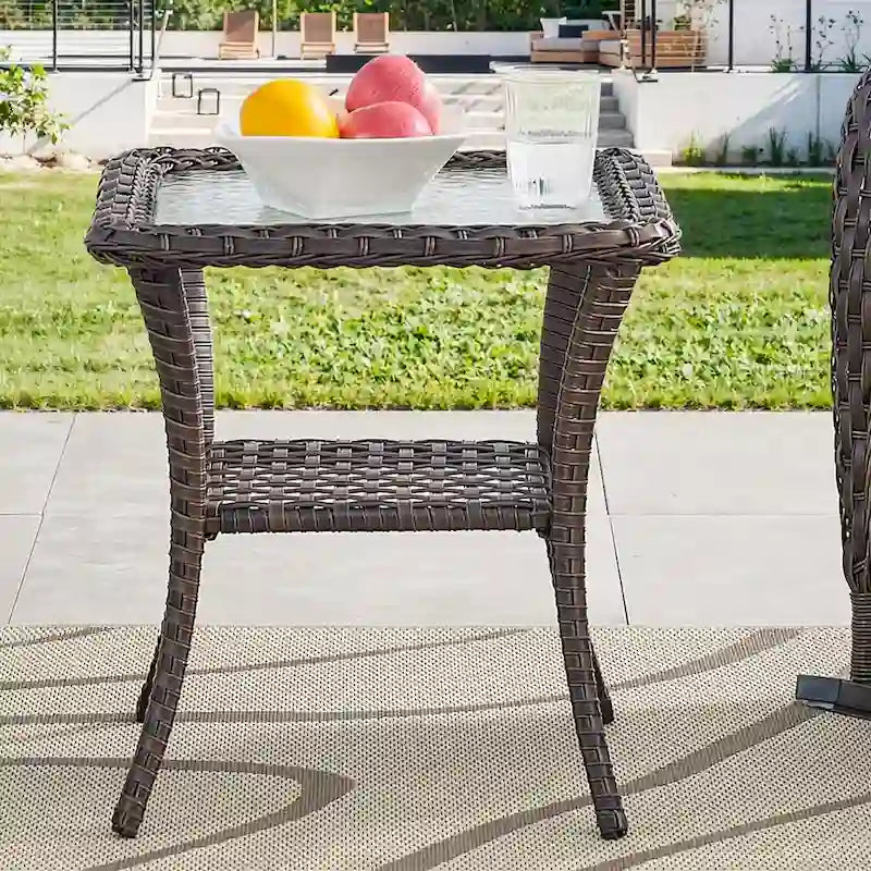 Outdoor Wicker Side Table Patio Side Tables for Outside