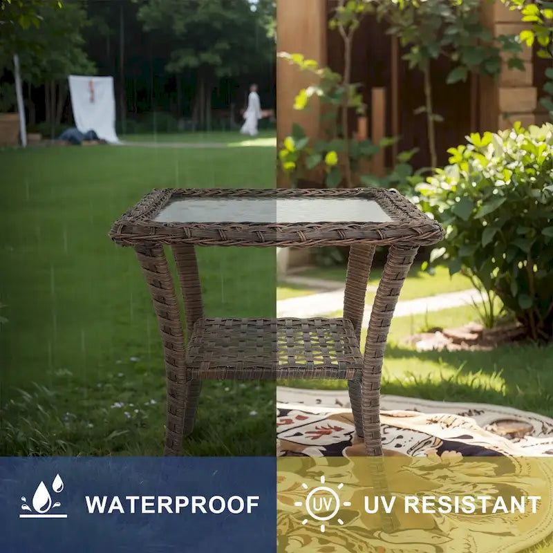 Table d'appoint d'extérieur en osier pour terrasse