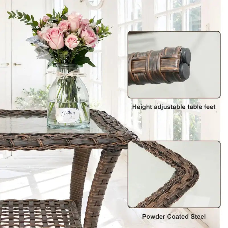 Table d'appoint d'extérieur en osier pour terrasse