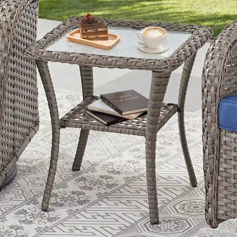 Table d'appoint d'extérieur en osier pour terrasse