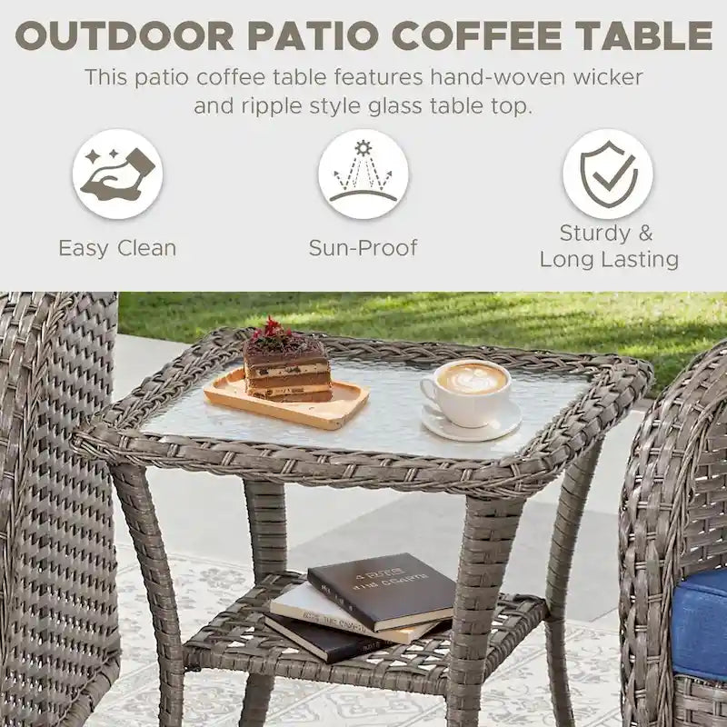 Table d'appoint d'extérieur en osier pour terrasse