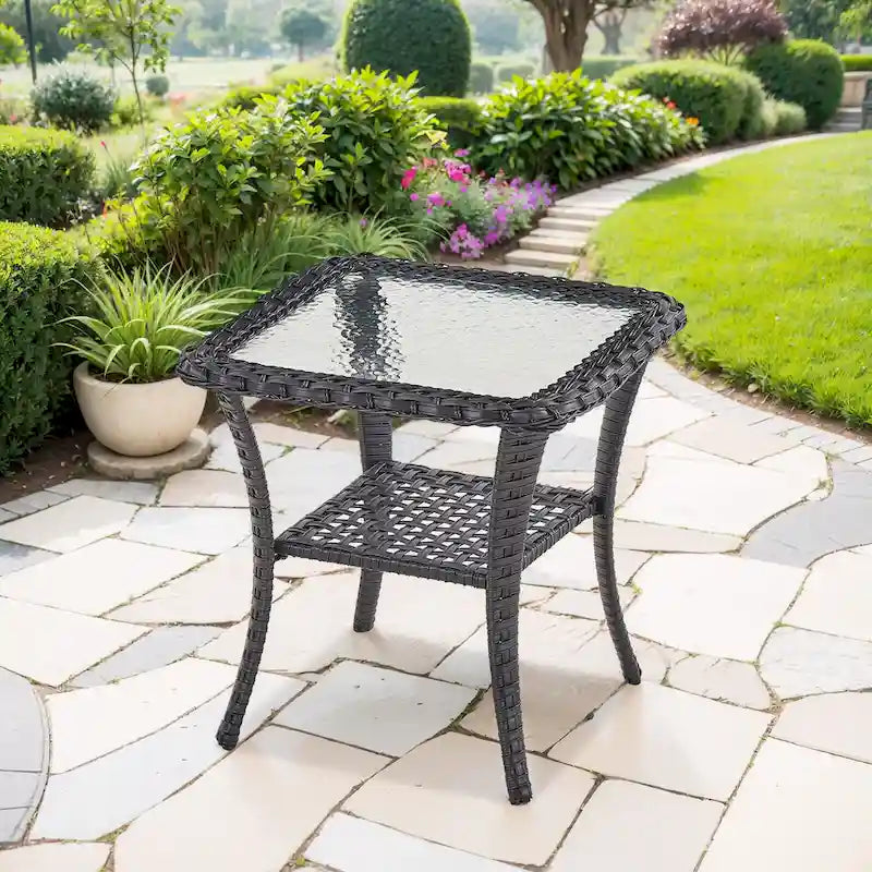 Table d'appoint d'extérieur en osier pour terrasse