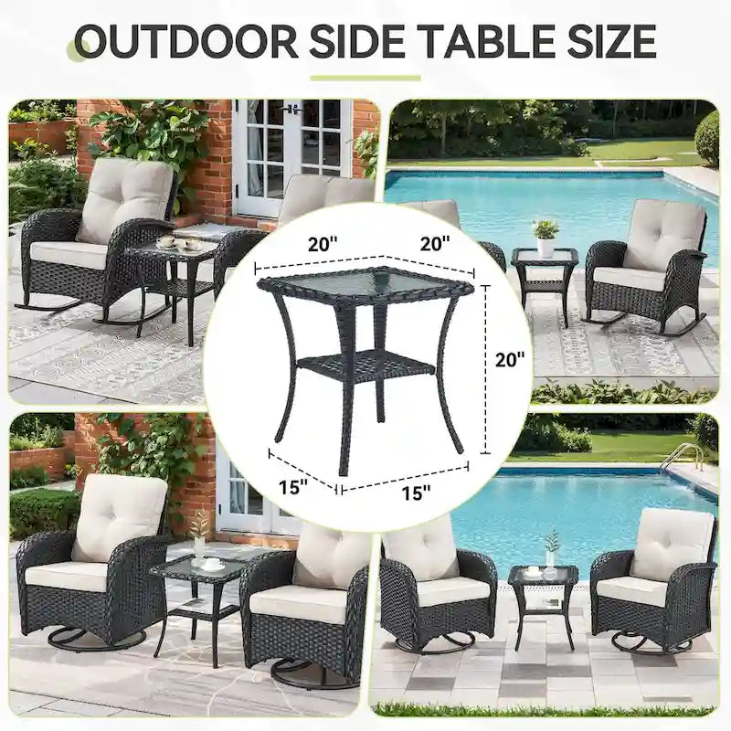 Table d'appoint d'extérieur en osier pour terrasse