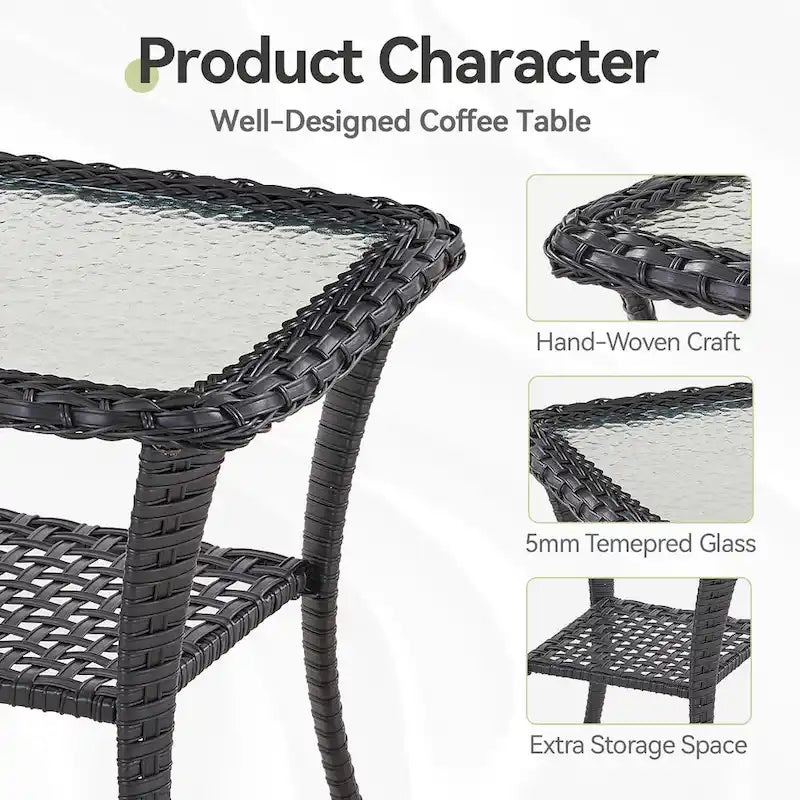 Table d'appoint d'extérieur en osier pour terrasse