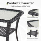 Table d'appoint d'extérieur en osier pour terrasse