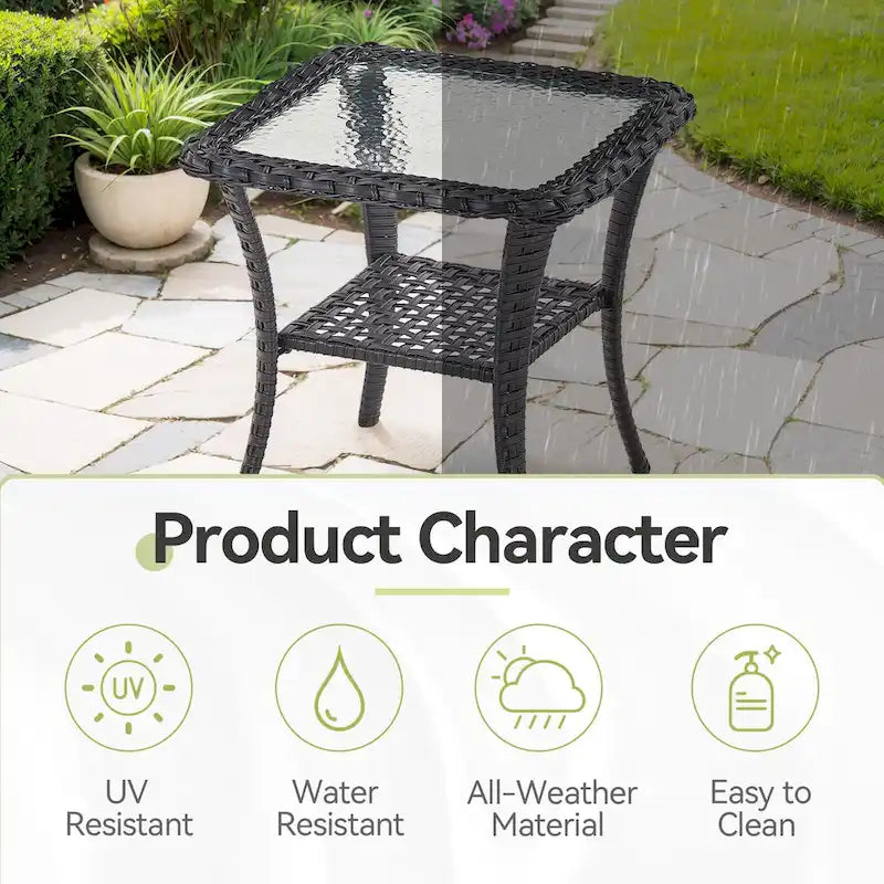 Table d'appoint d'extérieur en osier pour terrasse