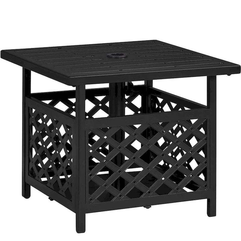 Support de table pour parasol carré d'extérieur Yaheetech, table d'appoint avec trou pour parasol, noir