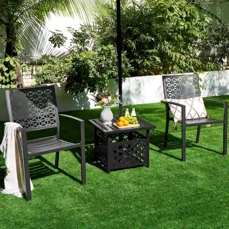 Support de table pour parasol carré d'extérieur Yaheetech, table d'appoint avec trou pour parasol, noir
