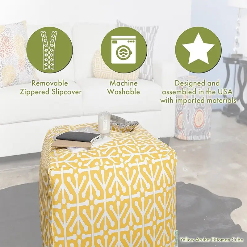 Cube ottoman Majestic Home Goods en velours pour l'intérieur et l'extérieur
