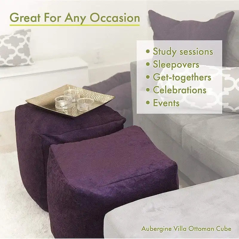 Cube ottoman Majestic Home Goods en velours pour l'intérieur et l'extérieur
