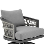 Fauteuil pivotant de jardin Hosa, 76 cm, avec structure en métal gris et corde tressée