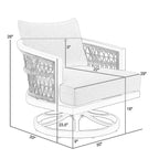Fauteuil pivotant de jardin Hosa, 76 cm, avec structure en métal gris et corde tressée