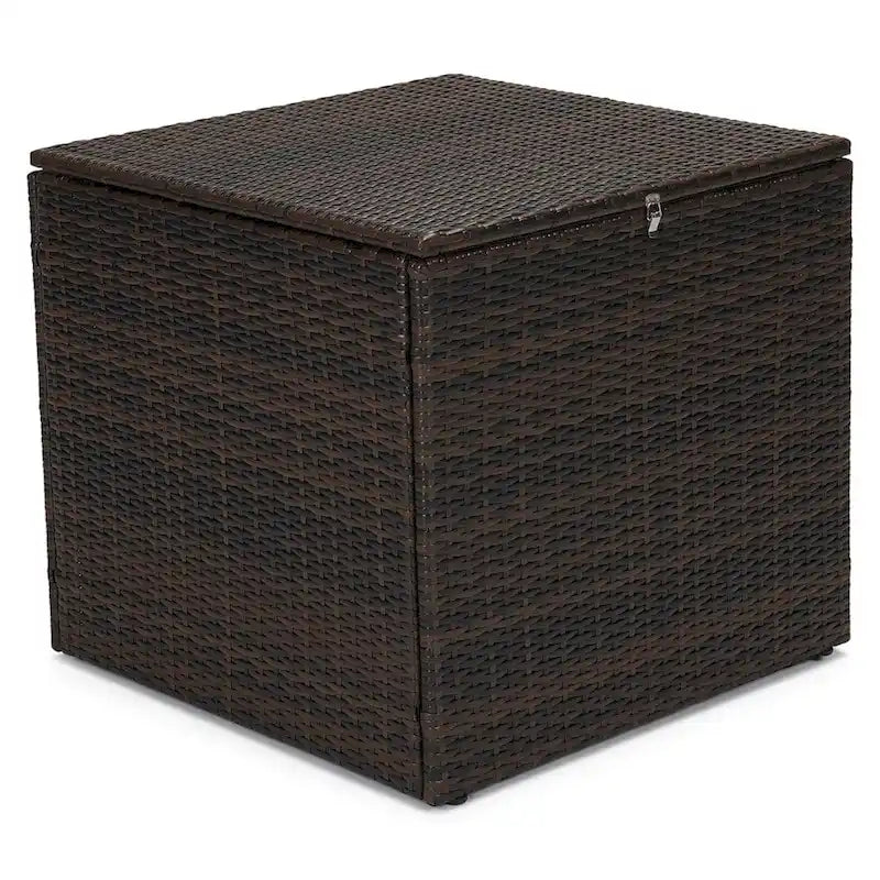 Boîte de rangement de terrasse/table d'appoint extérieure en osier