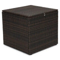 Boîte de rangement de terrasse/table d'appoint extérieure en osier