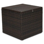Boîte de rangement de terrasse/table d'appoint extérieure en osier
