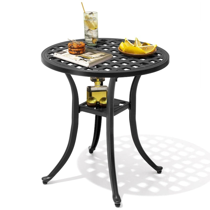 Pellebant Table d'appoint d'extérieur ronde en fonte d'aluminium - Diam. 48,5 cm * H 53 cm