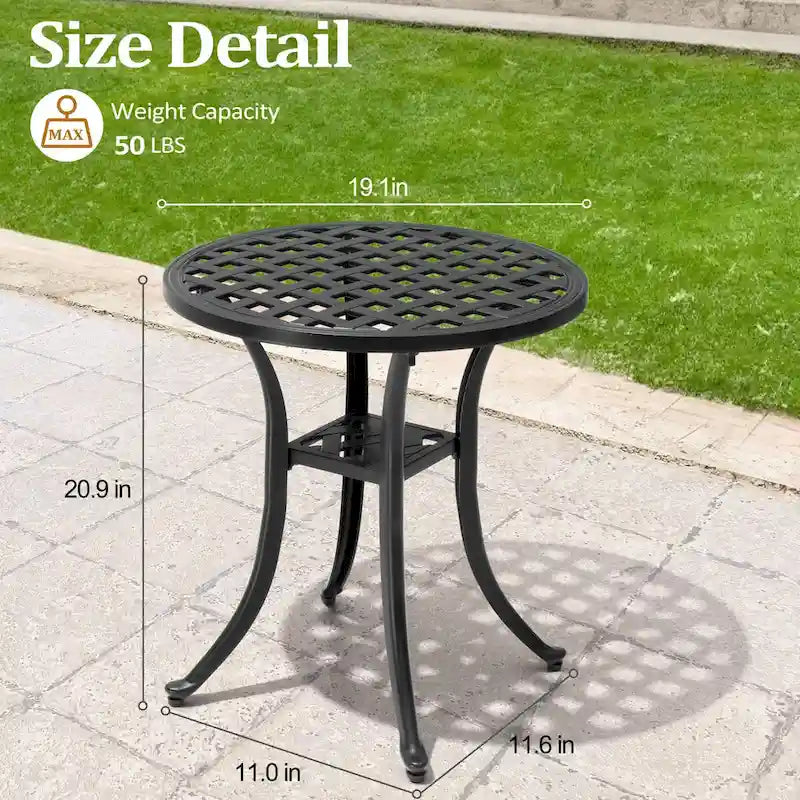 Pellebant Table d'appoint d'extérieur ronde en fonte d'aluminium - Diam. 48,5 cm * H 53 cm