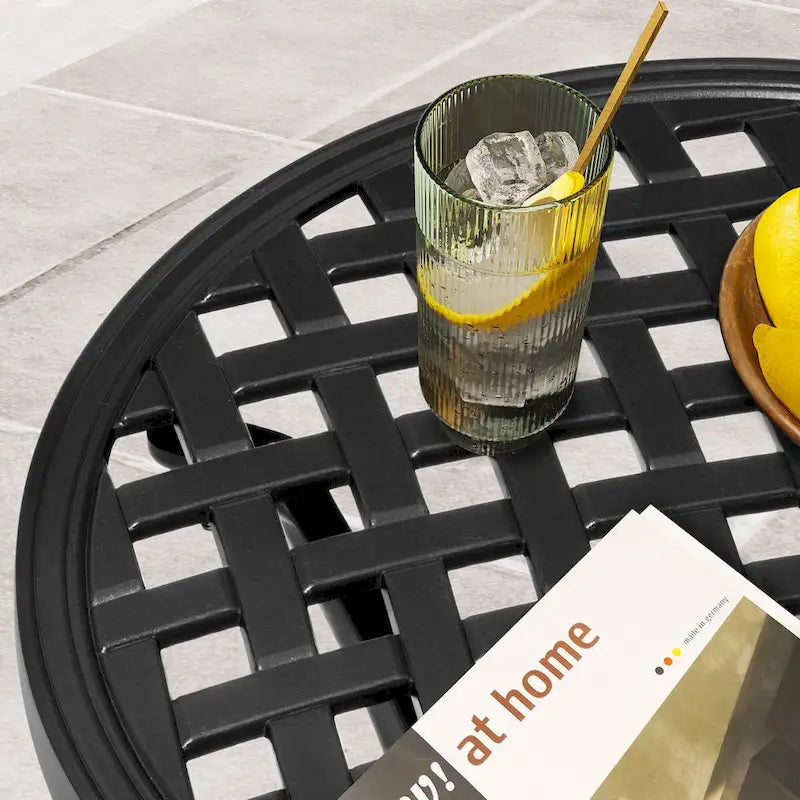 Pellebant Table d'appoint d'extérieur ronde en fonte d'aluminium - Diam. 48,5 cm * H 53 cm