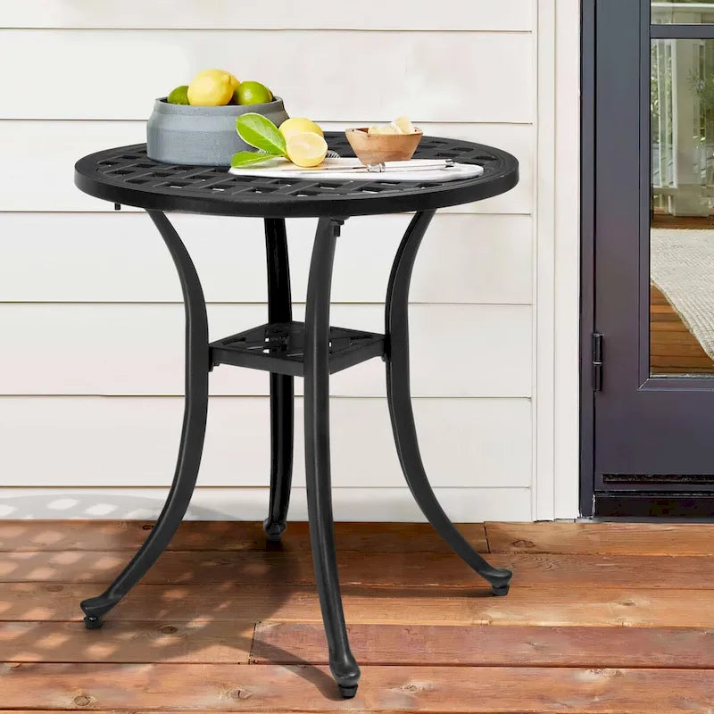 Pellebant Table d'appoint d'extérieur ronde en fonte d'aluminium - Diam. 48,5 cm * H 53 cm