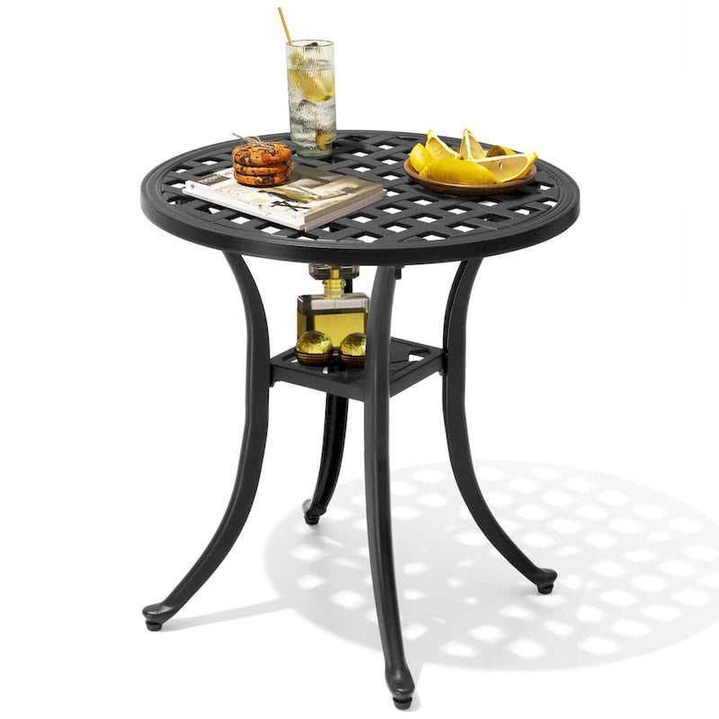 Pellebant Table d'appoint d'extérieur ronde en fonte d'aluminium - Diam. 48,5 cm * H 53 cm