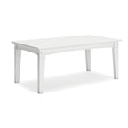 Table basse d'extérieur Fini 44 pouces, plateau à lattes, style moderne, finition blanche