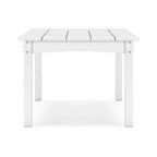 Table basse d'extérieur Fini 44 pouces, plateau à lattes, style moderne, finition blanche