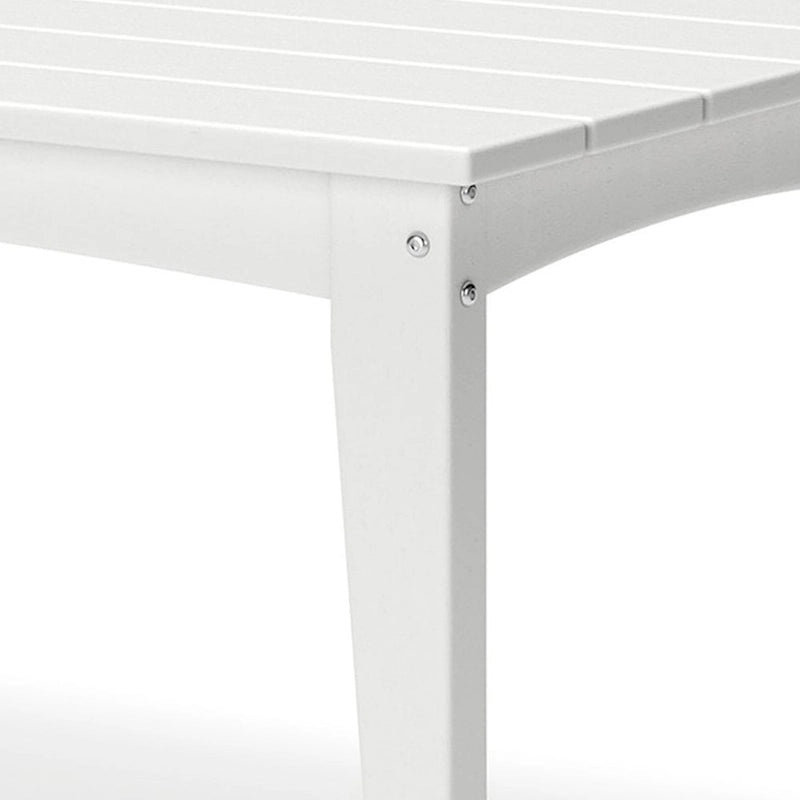 Table basse d'extérieur Fini 44 pouces, plateau à lattes, style moderne, finition blanche