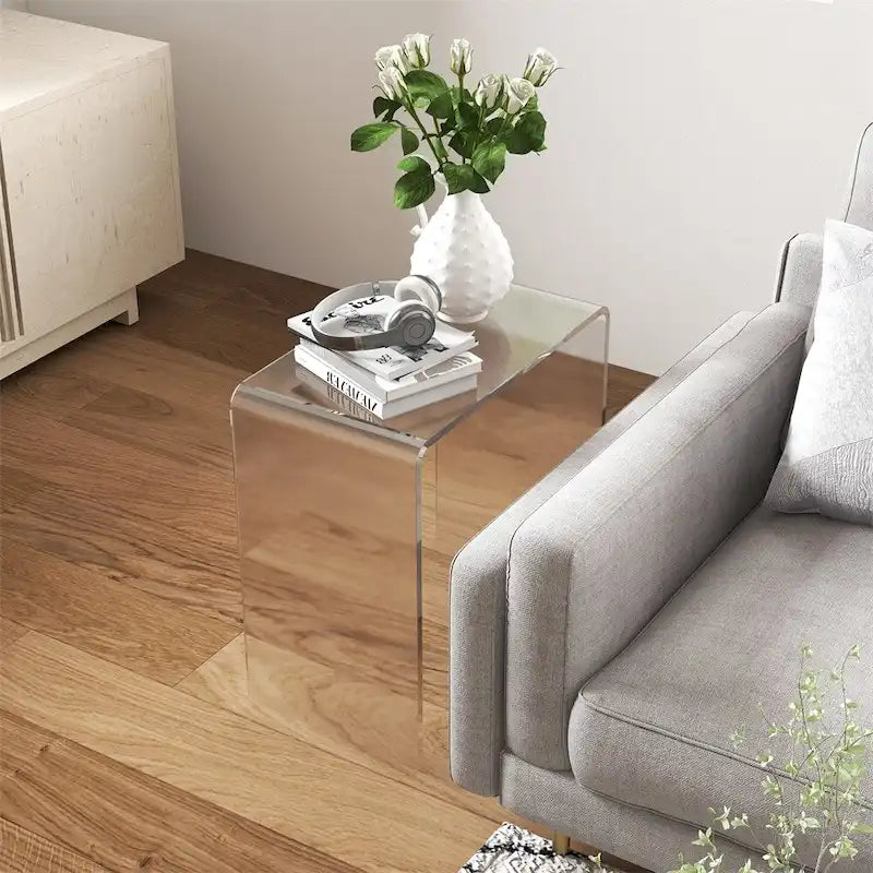 Table basse cascade rectangulaire longue tout en acrylique de 21 po d'épaisseur 15 mm
