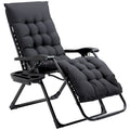 Chaise longue Outsunny Zero Gravity, chaise inclinable pliante avec coussin rembourré, plateau latéral pour l'intérieur et l'extérieur