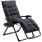 Chaise longue Outsunny Zero Gravity, chaise inclinable pliante avec coussin rembourré, plateau latéral pour l'intérieur et l'extérieur