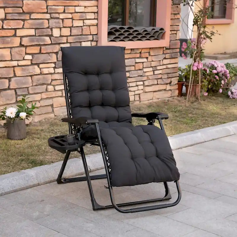Outsunny Zero Gravity Chair, Folding Reclining Lounge Chair with Padded Cushion, Side Tray for Indoor and Outdoor