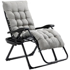 Chaise longue Outsunny Zero Gravity, chaise inclinable pliante avec coussin rembourré, plateau latéral pour l'intérieur et l'extérieur