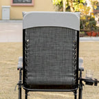 Chaise longue Outsunny Zero Gravity, chaise inclinable pliante avec coussin rembourré, plateau latéral pour l'intérieur et l'extérieur