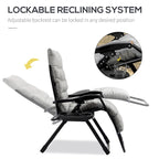 Chaise longue Outsunny Zero Gravity, chaise inclinable pliante avec coussin rembourré, plateau latéral pour l'intérieur et l'extérieur