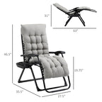 Chaise longue Outsunny Zero Gravity, chaise inclinable pliante avec coussin rembourré, plateau latéral pour l'intérieur et l'extérieur