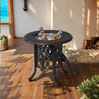 Table d'appoint de patio en aluminium avec seau à glace en acier inoxydable 304 de qualité alimentaire - Seau à glace rond de 21 pouces