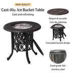 Table d'appoint de patio en aluminium avec seau à glace en acier inoxydable 304 de qualité alimentaire - Seau à glace rond de 21 pouces