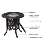 Table d'appoint de patio en aluminium avec seau à glace en acier inoxydable 304 de qualité alimentaire - Seau à glace rond de 21 pouces