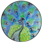 Table d'appoint de terrasse en verre paon bleu et vert, 19 po