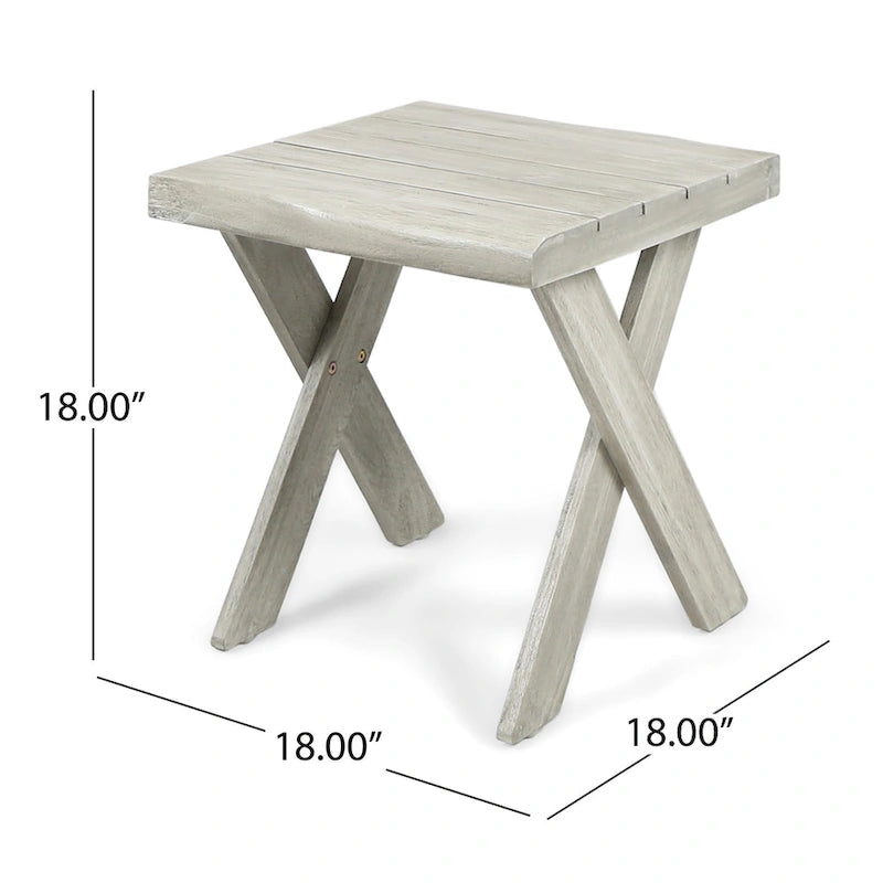 Table d'appoint d'extérieur en bois d'acacia