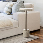 11-in Modern Classic Gold Finish Marble Small Side Table End Table - 11 in. W x 24 in. H