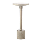 Table d'appoint ou de chevet moderne classique en marbre et finition dorée – 28 cm L x 61 cm H