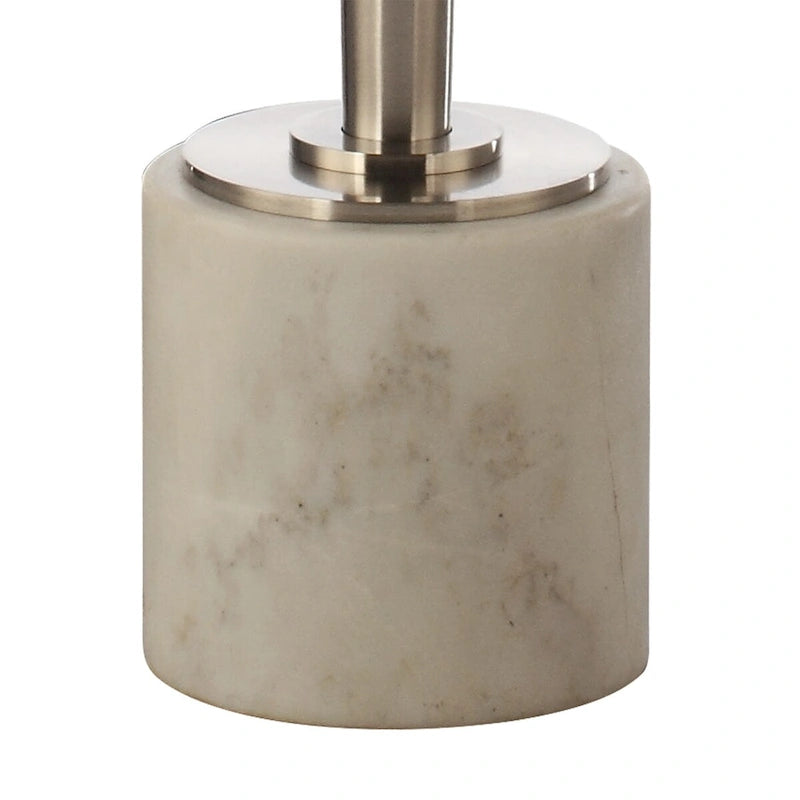 Table d'appoint ou de chevet moderne classique en marbre et finition dorée – 28 cm L x 61 cm H
