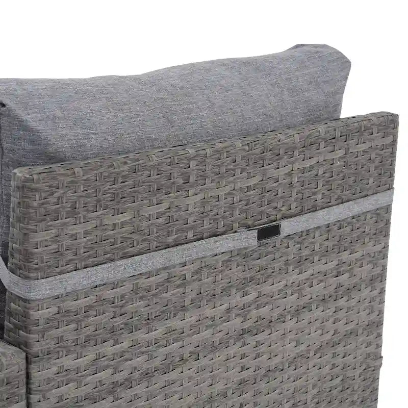 Ensemble de conversation d'extérieur 6 pièces en osier, 5 personnes, combinaison libre, avec housses de coussin double ensemble