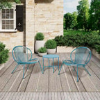 3 PCS Patio Acapulco Chairs with Side Table, Outdoor Conversation Set
