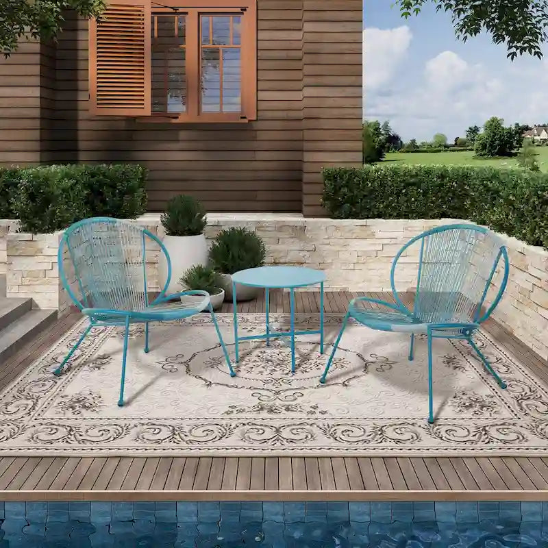 Ensemble de conversation d'extérieur avec 3 chaises Acapulco et une table d'appoint